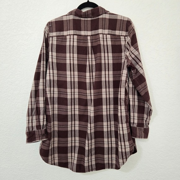 Garnet Hill 12 Womens Plaid Tunic Button Down Long Sleeve Organic‎ Cotton - Picture 4 of 7